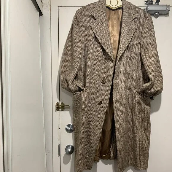 VINTAGE SIMPSONS THE STORE FOR MEN TWEED TRENCH COATS SIZE L/XL - Picture 3 of 12